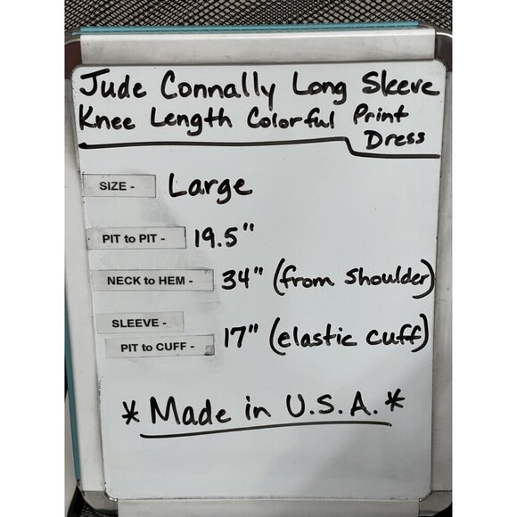 Jude Connally Long Sleeve Pink Floral Print Shift Dress Size Large Made in USA - Picture 8 of 8